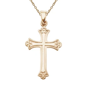 14K Yellow Gold Cross Pendant with 18" Chain - Picture 1 of 3