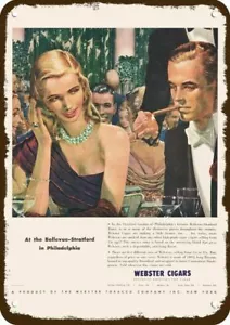 1948 WEBSTER CIGARS Vintage Look REPLICA METAL SIGN - BELLEVUE STRATFORD HOTEL - Picture 1 of 1