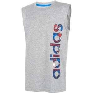 Adidas size 7 boy's gray logo tank top NWT 100% Cotton - Picture 1 of 1