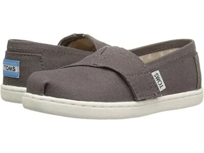 UNISEX NIÑO PEQUEÑO TOM'S *CLÁSICO ALPARGATA SIN CORDONES* COLOR ZAPATO ~ CENIZA TALLA 10 M Foto 1 de 4