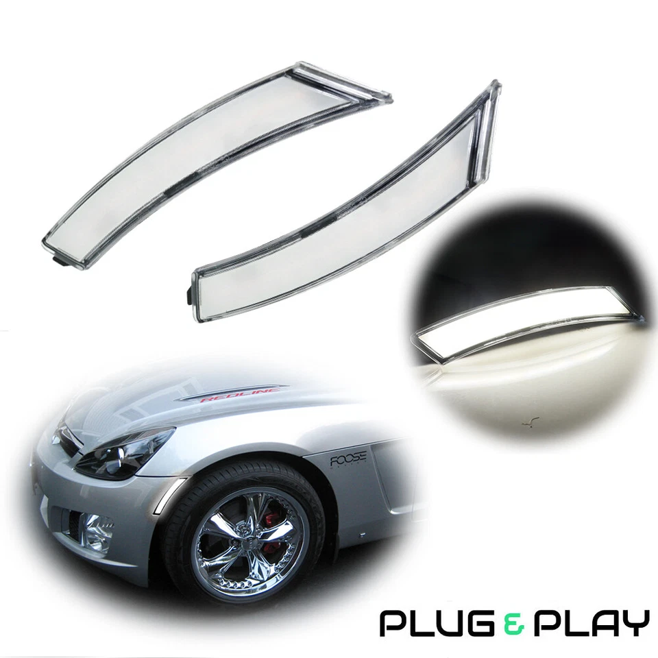 Luces de señalización laterales delanteras LED blancas 2 piezas para Pontiac Solstice y Saturn Sky 06-10 Foto 1 de 4