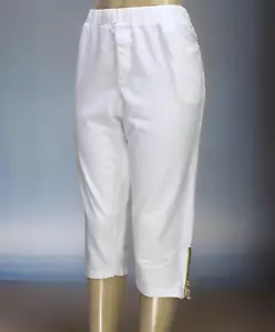 Quacker Factory Women's Pull On Capri Pants White Size L - Picture 1 of 9