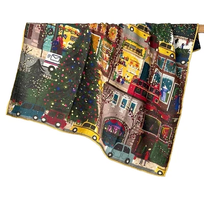 26“x26"Christmas Light Print 30%Silk70%Wool Thin Double-sided Scarf 65x65cm 5-21 - Image 1 of 4