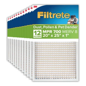 Filtrete 20 x 25 x 1 Air Filter, 12 HVAC Filters, MPR 700, Merv 8, Dust, Pollen - Picture 1 of 8