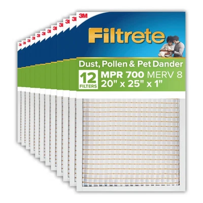 Filtrete 20 x 25 x 1 Air Filter, 12 HVAC Filters, MPR 700, Merv 8, Dust, Pollen - Image 1 of 4
