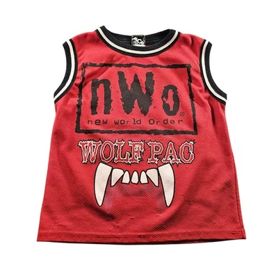 Camiseta sin mangas de lucha libre vintage nWo Wolfpac juvenil pequeña mediana roja WCW malla años 90 Foto 1 de 4