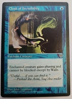 MTG Magic The Gathering Card Cloak of Invisibility Enchant Creature Blue Mirage  - Image 1 of 2