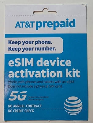 ATT AT&T prepaid eSIM card activation kit. eSIM only - NO PLAN INCLUDED - Image 1 of 3