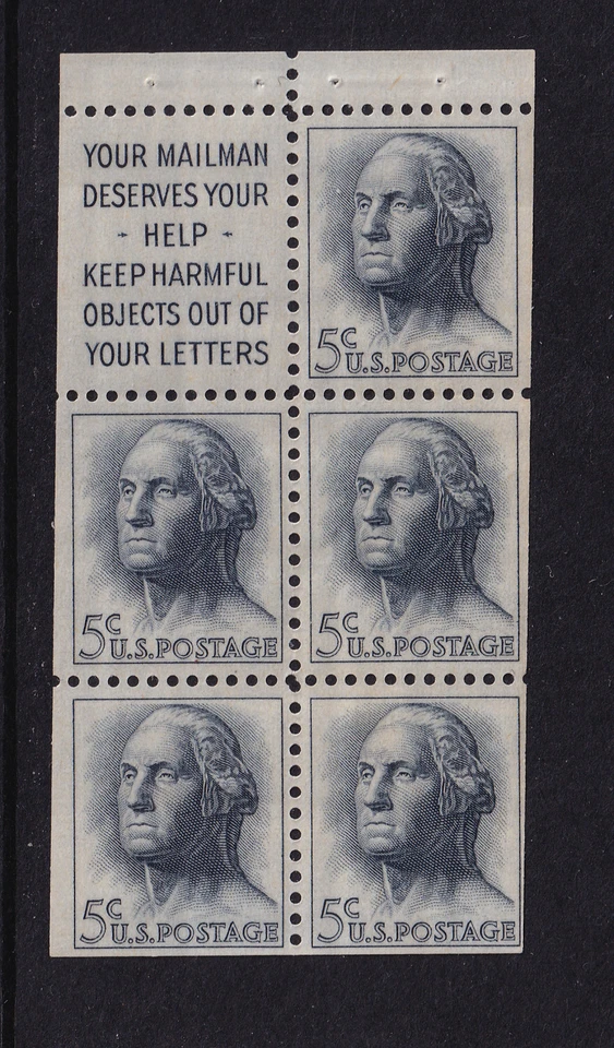 1962 Washington Sc 1213a Slogan 1 MNH booklet pane of 5 + label (RH - Image 1 of 1