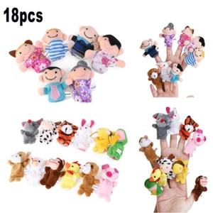 18 PIEZAS Marionetas de Dedo Muñeca de Tela Bebé Educativa Mano Dibujos Animales Juguetes Suministro - Imagen 1 de 12