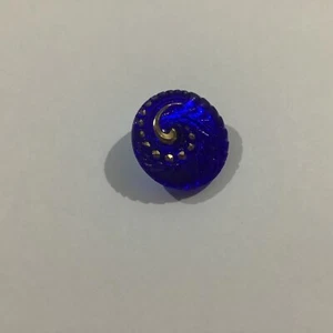 Czech Glass Button. Blue With Swirls. Shank. 28mm. - Picture 1 of 7