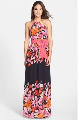 Maxi vestido de gasa estampado Eliza J (talla 6) Foto 1 de 2