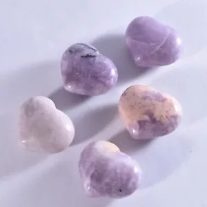 Lepidolite Heart Loving Palm Stone Crystal Healing Polished Gemstone Natural 1pc - Foto 1 di 3