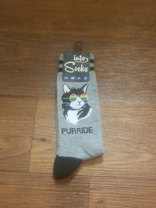 Into Socks Purride Cat Pride Calzini Scarpa Nuova Taglia 7-12 Grigio Multicolore - Foto 1 di 4
