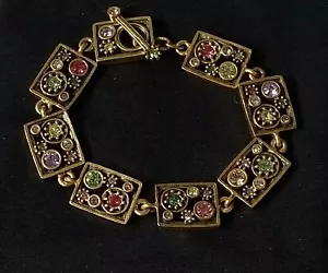 Beautiful Patricia Locke 7 5" Bracelet Gold Plate Fling Swarovski Crystals NWOT - Picture 1 of 8