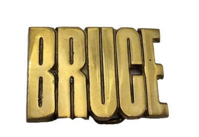 VINTAGE BRUCE BELT BUCKLE SOLID BRASS "BRUCE" MEN'S BUCKLE COLLECTIBLE MEMORABIL - Image 1 of 4