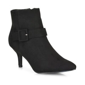 Damenschuhe Stiefeletten Kätzchen niedriger mittelhoher Absatz spitz zulaufend Booties Größe 3-8 - Bild 1 von 22