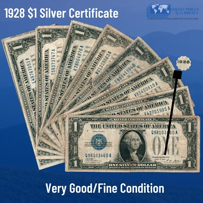 1928 Blue Seal $1 Dollar Silver Certificate "FUNNYBACK", VG/F, Old US Money - Image 1 of 3