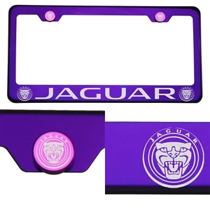 Candy Purple License Plate Frame Stainless Steel Silver New Jaguar Laser Etched - Imagen 1 de 11