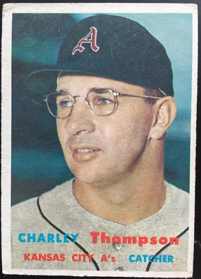 1957 Topps #142 CHARLEY THOMPSON Kansas City Athletics MLB baseball card EX - Image 1 of 4