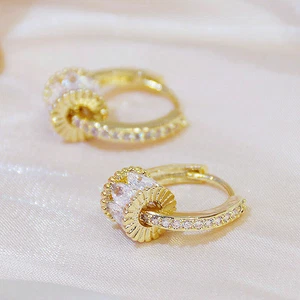 2.00 Ct Marquise Cut Simulated Diamond Hoop Earrings For Gift Yellow Gold plated - Picture 1 of 4