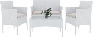 Arreditaly Set Di Mobili Da Giardino Salotto Salottino in Rattan 4 Posti Con Tav - Foto 1 di 12