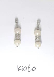 Orecchini Donna Kioto 361CORTO Pendenti In Oro Bianco Con Perle Coltivate - Foto 1 di 2
