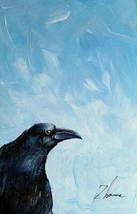 ORIGINAL ACRYLIC Impressionism ART WILD CROW ARTISTIC EXPRESIVE MODERN PAINTING - Picture 1 of 3