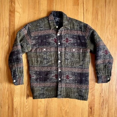 National Outfitters Knit Flannel Button Up Shirt Plaid Shacket Sz M Southwestern - Image 1 of 4