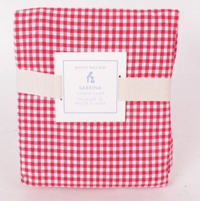 Cesta Pottery Barn Kids Red Gingham Sabrina forro, redonda 16" w x 24" de alto  Foto 1 de 3