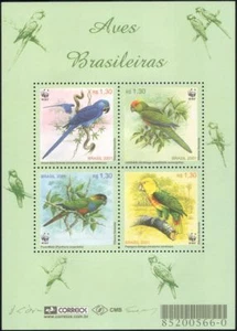 Brazil 2001 WWF/Parrots/Macaws/Birds/Nature/Wildlife/Conservation 4v m/s (b126) - Picture 1 of 1
