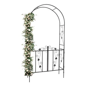 Outdoor Metal Garden Arch Arbor with Door For Climbing Plants Bridal Wedding - Picture 1 of 14