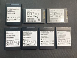SEVEN (7) Mixed SanDisk SATA 2.5" Solid State Hard Drives X400, X300, SDSSDA - Picture 1 of 2