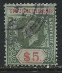 Straits Settlements KGV 1915 $5 used, CDS cancel - Picture 1 of 1