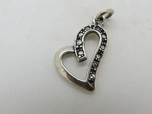 Vintage Sterling Silver .925 1" Heart Charm Pendant 1.8 Grams - U2052 - Picture 1 of 11