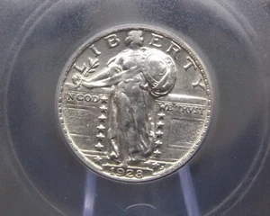1928 "P" Standing Liberty SILVER Quarter SLQ 25c ICG Genuine #304 ECC&C, Inc. - Imagen 1 de 5