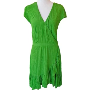 J Crew Rüschen Faux Wickelkleid Damen 8 Krepp Sommer Hochzeit Gast Cottagecore - Bild 1 von 10