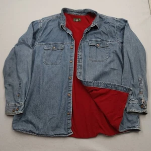 Giacca vintage Eddie Bauer uomo 3XLT XXXLT alta denim pile coperta foderata anni 90 - Foto 1 di 13