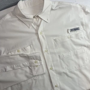 Columbia PFG Shirt Mens Large White Omni-Shade Long Sleeve Fishing Outdoors - Picture 1 of 9
