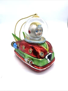 Astroboy Raketenschiff Glas Ornament mundgeblasen bemalt Raumschiff Rakete RAR - Bild 1 von 9