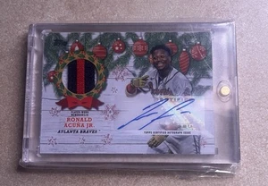 2022 Topps Holiday Mega Patch auto Ronald Acuña Jr. Auto /10 Atlanta Braves - Picture 1 of 2