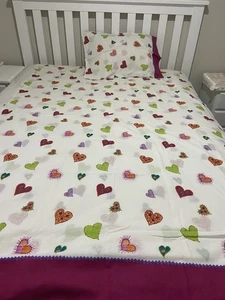Doona Cover Single Bed Coloured Hearts With Matching Pillowcase - Picture 1 of 3