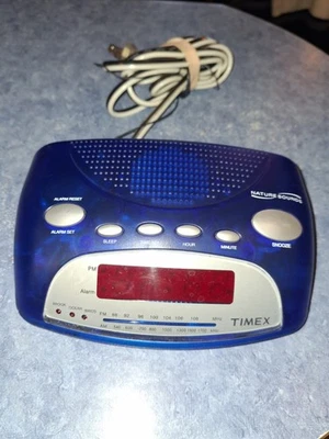 Timex T235P Translucent Blue Nature Sounds AM/FM Alarm Clock Radio Working - Image 1 of 4