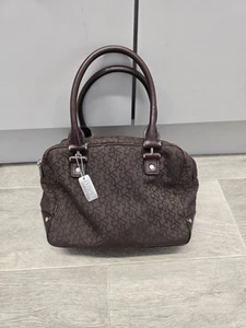 Vintage DKNY Monogram Bag y2k Brown Beige Leather Canvas Vtg 🤎 - Picture 1 of 12