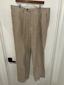 Pantalones de hombre Paul Fredrick calce clásico 100 % lino, beige, talla 38 - Imagen 1 de 3