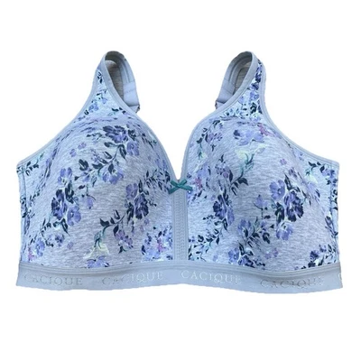 Lane Bryant Cacique Bra Size 40G Gray Flora Lightly Lined Full Coverage Wireless - Image 1 of 4