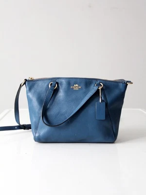 Coach Small Kelsey Satchel Blue Pebbled Leather Shoulder Crossbody Bag 2010s - Image 1 of 4