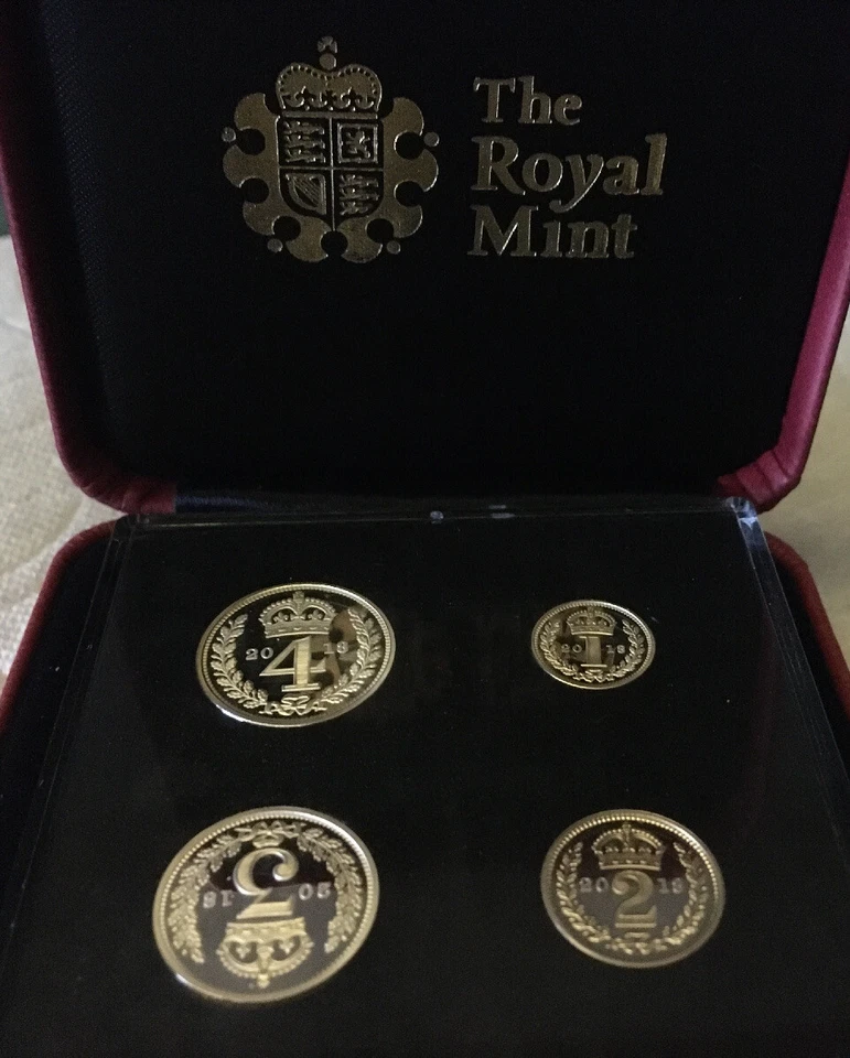*RARE U.K. 2018 MAUNDY 4 Coins STERLING SILVER PROOF SET w/Orig. ROYAL MINT Box! - Image 1 of 4