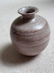 Hellbraune Studiokeramik Vase Amphorenform H 21 cm Ø  16 cm von Kuch, Geschenk - Bild 1 von 4