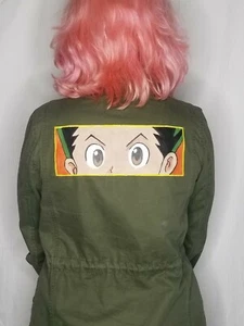 HUNTER X HUNTER CUSTOM ART Hand Painted GON FREECSS Small Jacket Army Green - Picture 1 of 7